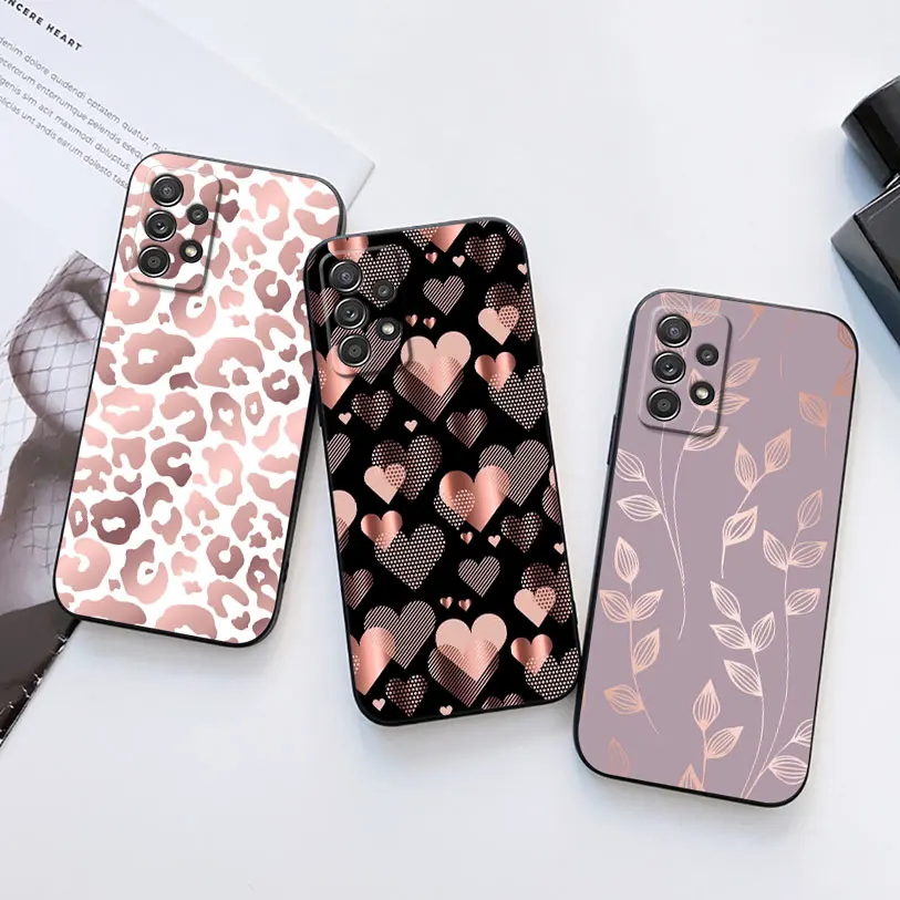 Glitter Hearts Love Leaf Phone Case Cover