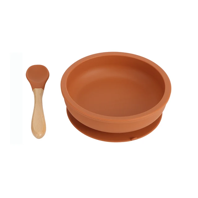 New Colors Feeding Set Food Grade Silicone Bibs Baby Plate Non-silp Suction Bowl Kids Tableware Waterproof Bib BPA Free Spoon Pumpkiin