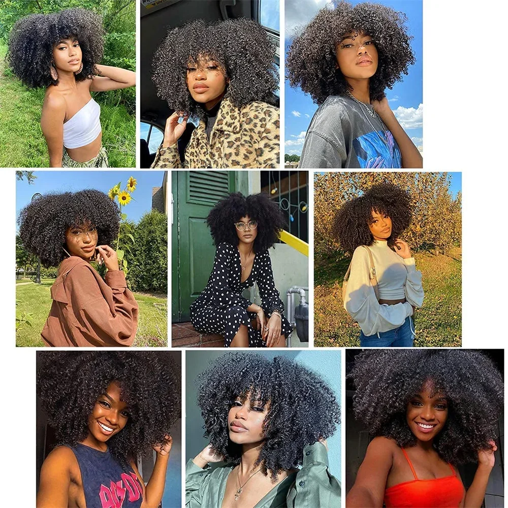 Fasci di capelli ricci afro crespi brasiliani 1/3 fasci di capelli umani afro crespi affare 8-24 "estensioni dei capelli tessuto di capelli umani ricci per le donne - immagine 6