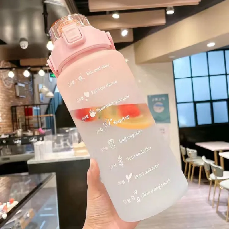 64OZ Large Capacity Transparent Cup Straw Mug with Scale Sports Outdoor Fitness Bottle Plastic Mug Large Capacity Straw water bottle,sports water bottle,sports bottle,plastic water bottle,plastic cup