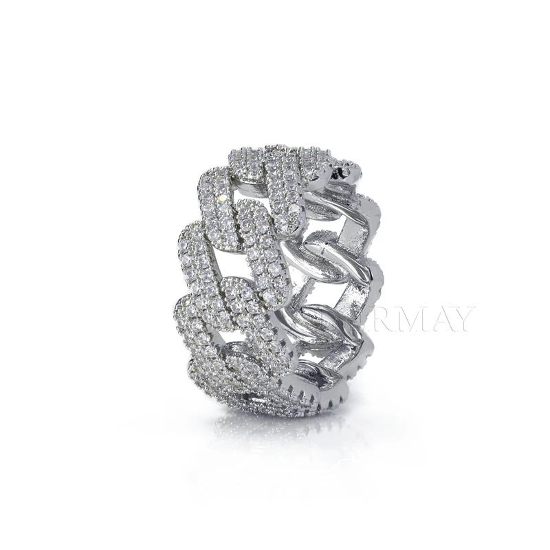 

CADERMAY Hip Hop Ring Iced Out Cuban Rings Charm Moissanite Diamond Jewelry For Men Women Rapper Jewerly