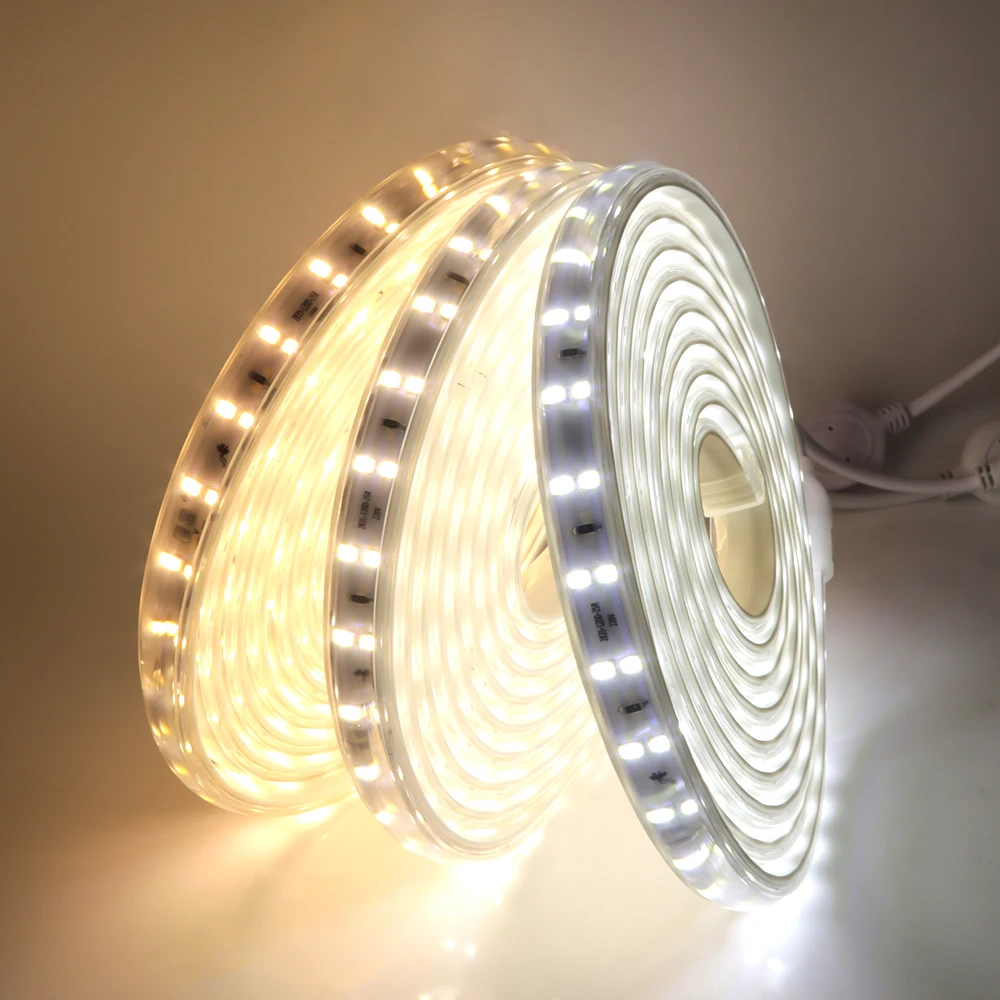 Super Bright 2835 LED Strip Light AC220V 120Leds Waterproof Outdoor LED Ribbon Flexible LED Tape for Home Decoration 12v 5050 led strip light rgb 120leds m rgbw rgbww 96leds m super bright flexible led tape 5m roll