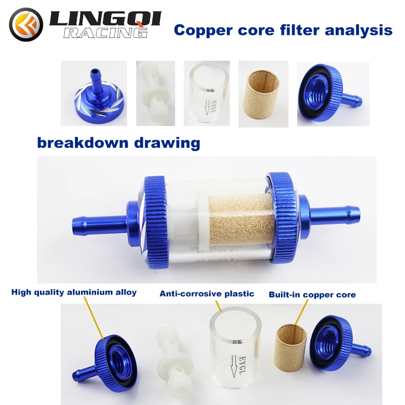 

8mm Oil Filter CNC Aluminum Alloy Copper Core Motorcycle Gas Fuel Gasoline For ATV Dirt Pit Bike Motocross Accessories