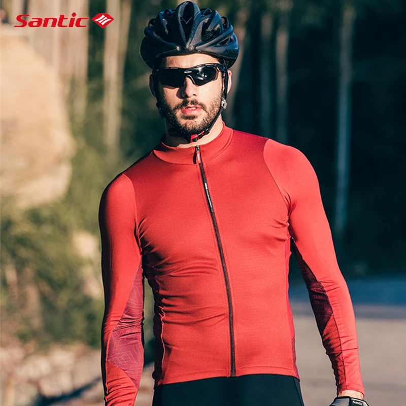 SanticMensCyclingShirtBreathableLongSleeveBicycleTopTeam
