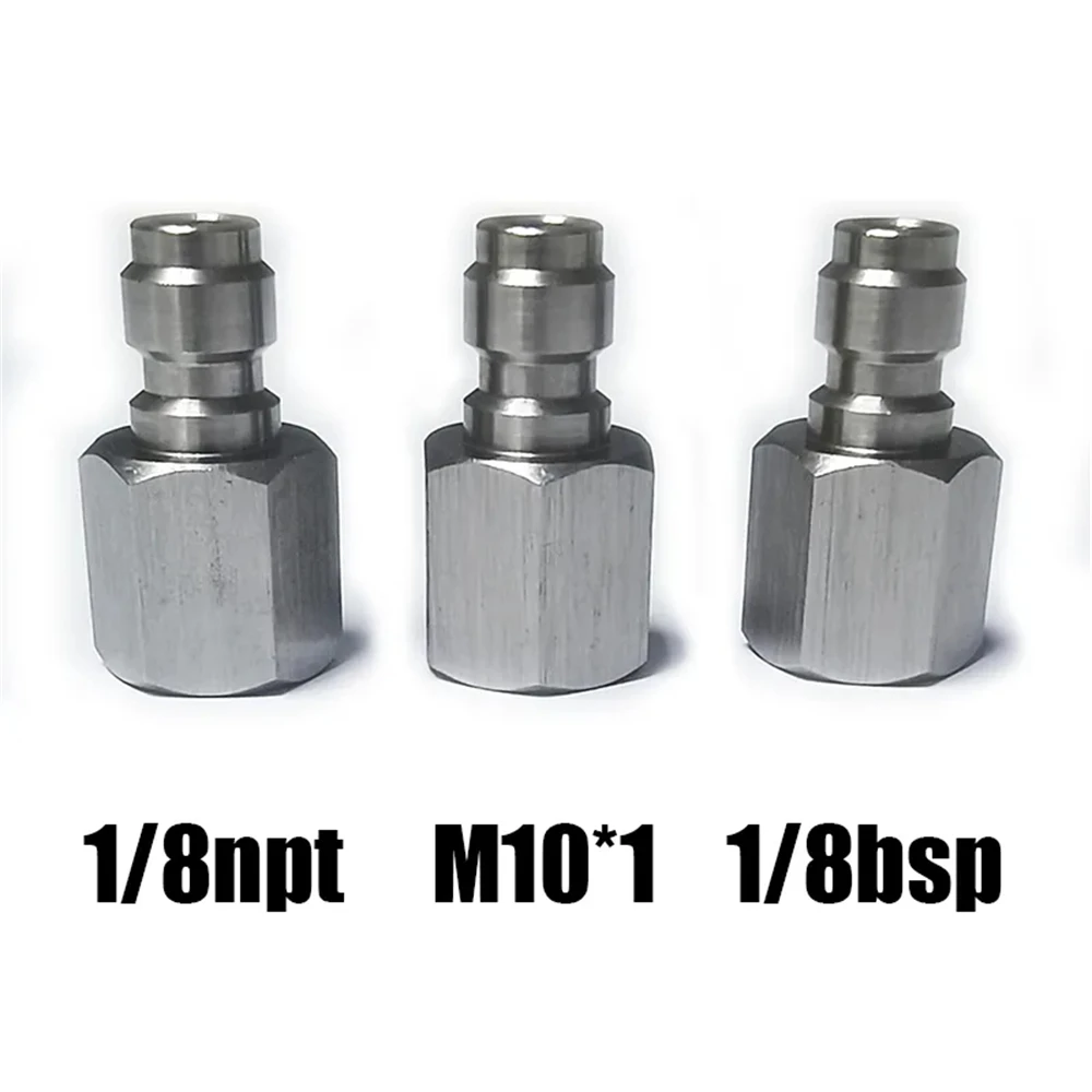 Stainless Steel 8mm Quick Disconnect Charging Hose Release Coulper Male Plug 1/8&ldquo;BSPP / 1/8&rdquo;NPT / M10*1.0 Threads quick connect fittings refrigeration tool adapter