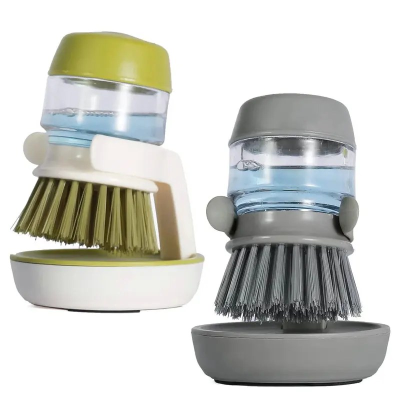 Dish Brush with Soap Dispenser, Kitchen Dish Scrubber Brush with