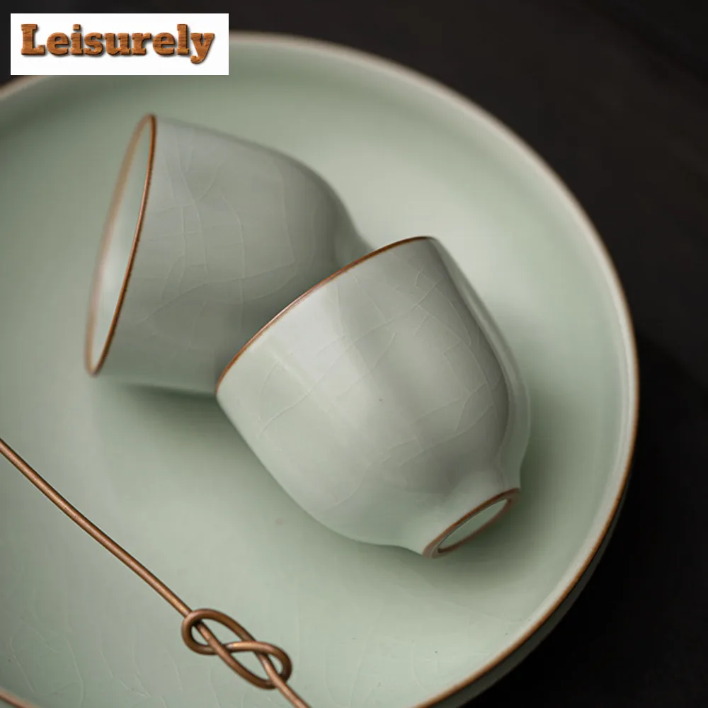 Azure Ru Kiln Porcelain Tea Cup Open Piece Single Master Cup Ceramic Tasting Tea Mug Nourishing Tea Bowl Chazhan Kung Fu Teaset