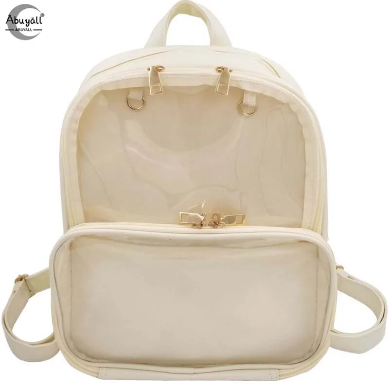 

Transparent Backpack School Bag Clear PVC Daypack Travel Satchel Woman Adjustable Shoulder Strap Jelly Handbag Waterproof