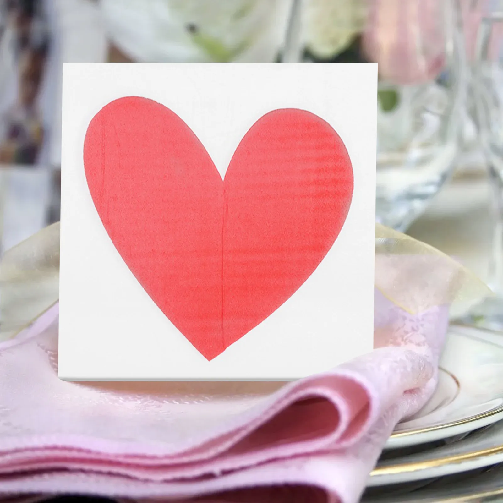 Printed Wedding Napkins 2-layer Cute Unscented Wedding Napkins For Party Decoration 2-layer Heart Pattern Soft Dinner Paper