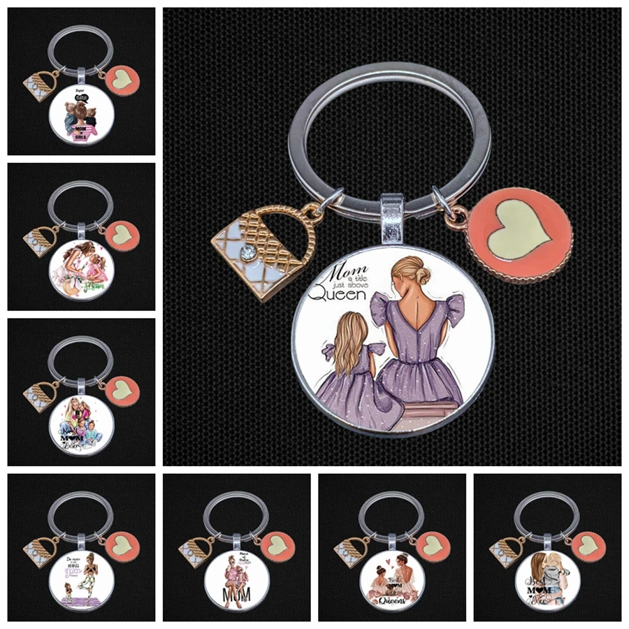 

2024 Mother's Day Gift Cartoon Keychain Keyring Accessories Gift for Mom mama Mother's Birthday Gift English Keychains