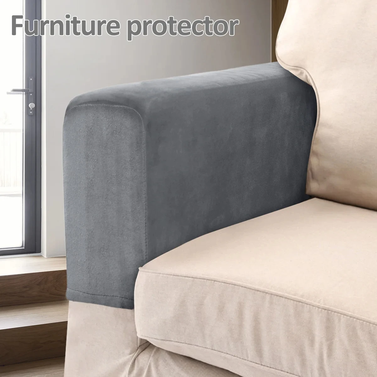 2/4PCS/SET New Stretchy Flannel Furniture Sofa Armrest Cover Fleece Thickened Non Slip Couch Chair Arm Protector Stretch To Fit 5