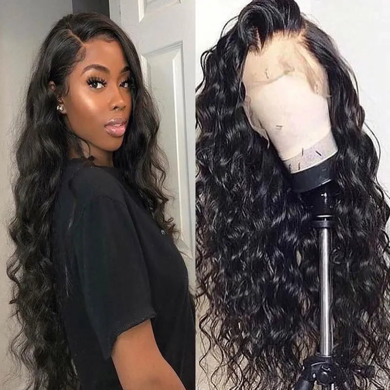 

Предварительно выщипанные синтетические 13X 4 кружевные передние парики, бесклеевые свободные волнистые высококачественные термостойкие волосы, натуральные волосы для женщин