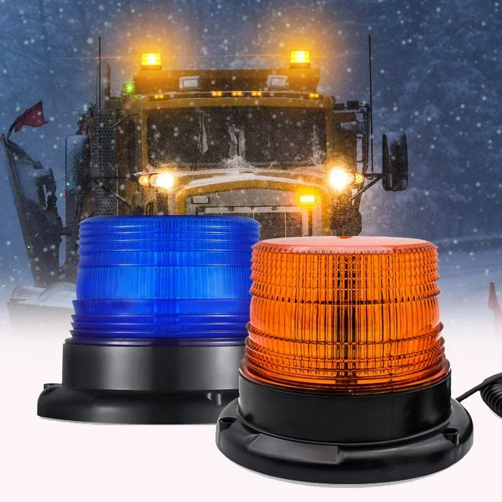 LED Car Strobe Light, Emergency Rotating Beacon Light for Traffic Indication, Orange Blue Red Flash Warning Light for Vehic O1O0