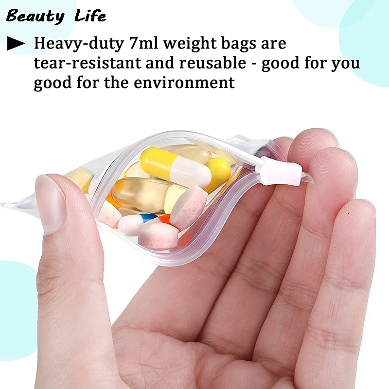 Sacchetti per pillole da 5 pezzi sacchetti per pillole con cerniera sacchetti per pillole trasparenti riutilizzabili contenitori per medicinali da viaggio autosigillanti - immagine 3