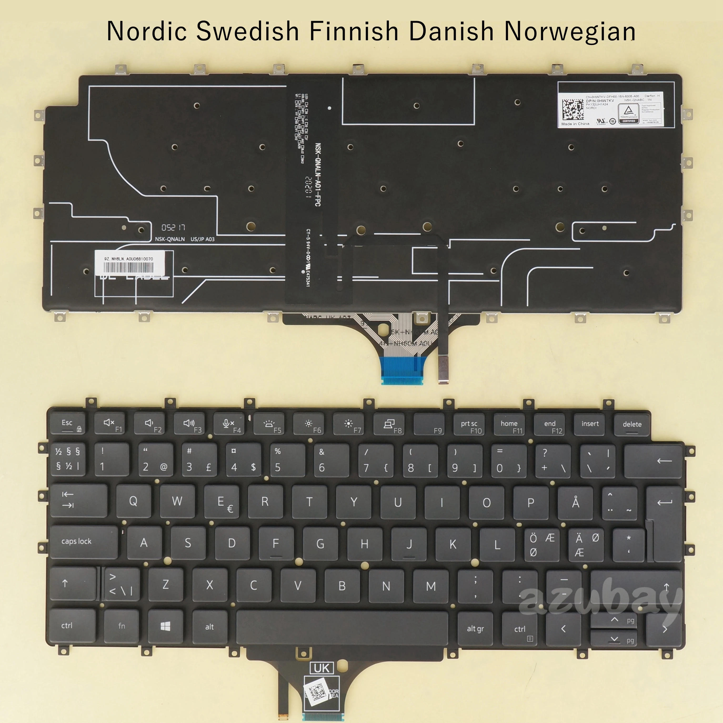 

Клавиатура для ноутбука с подсветкой для DELL Latitude 9510 9520 2 в 1 0HW7KV Nordic шведский финский Датский Норвежский