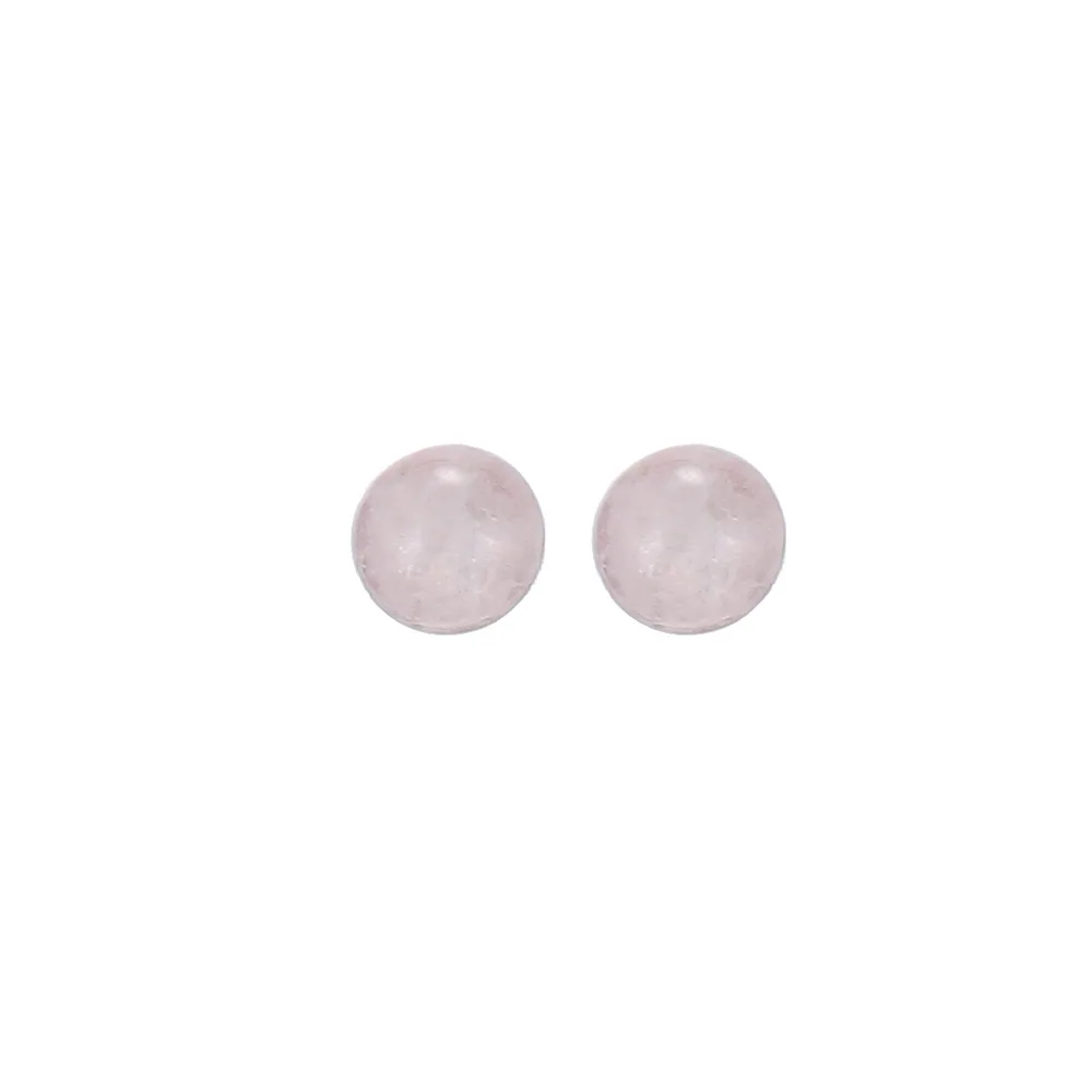 8mm Natural stone Stud Earrings Healing Pink Crystal Quartz Round Ball Beads  Ear Jewlry for Women