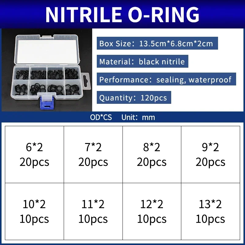 Description Picture 5 of itemLight repair boxed nitrile silicone fluorine rubber repair kit sealing valve waterproof combination kit gasket o-ring