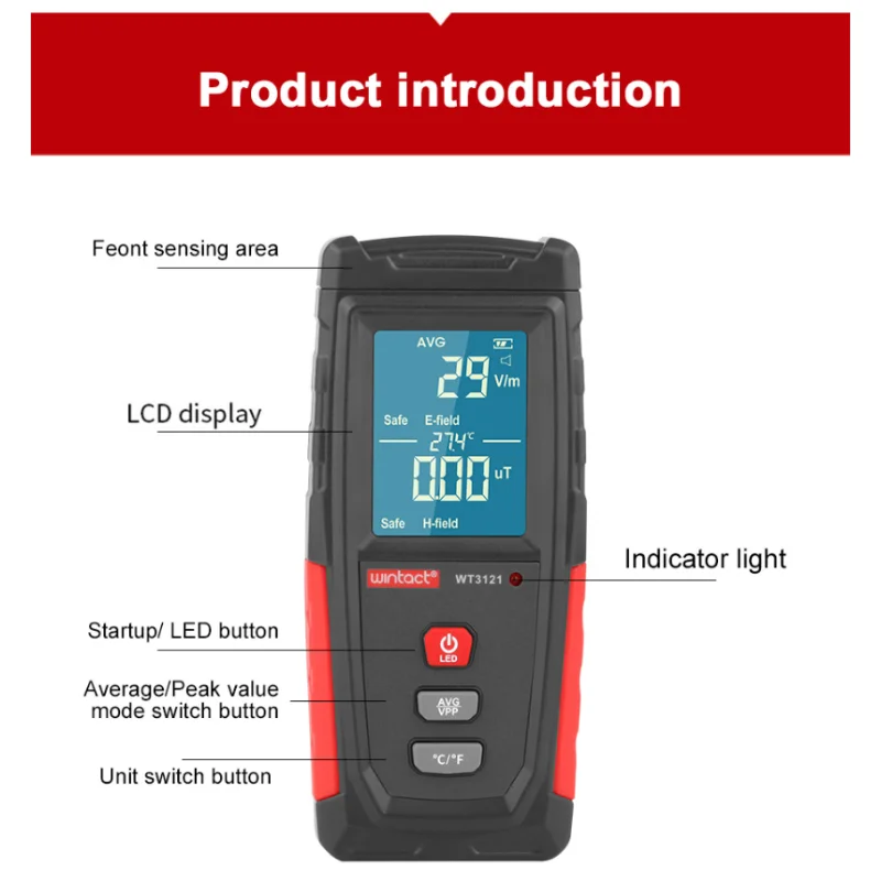 WT3121 휴대용 디지털 LCD EMF 미터 전기 자기장 선량계 검출기, 전자기 방사선 테스터| | - AliExpress