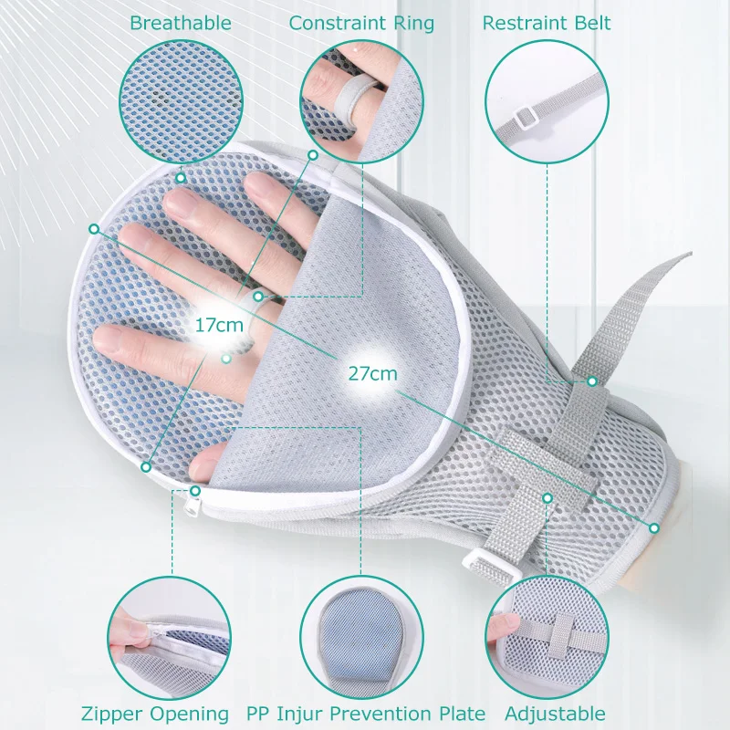 Lefeke Breathable Restraint Gloves Zip-Up Bed Restraints Mitts Dementia Patients Elderly Autistic Child Hand Protective Gloves 2