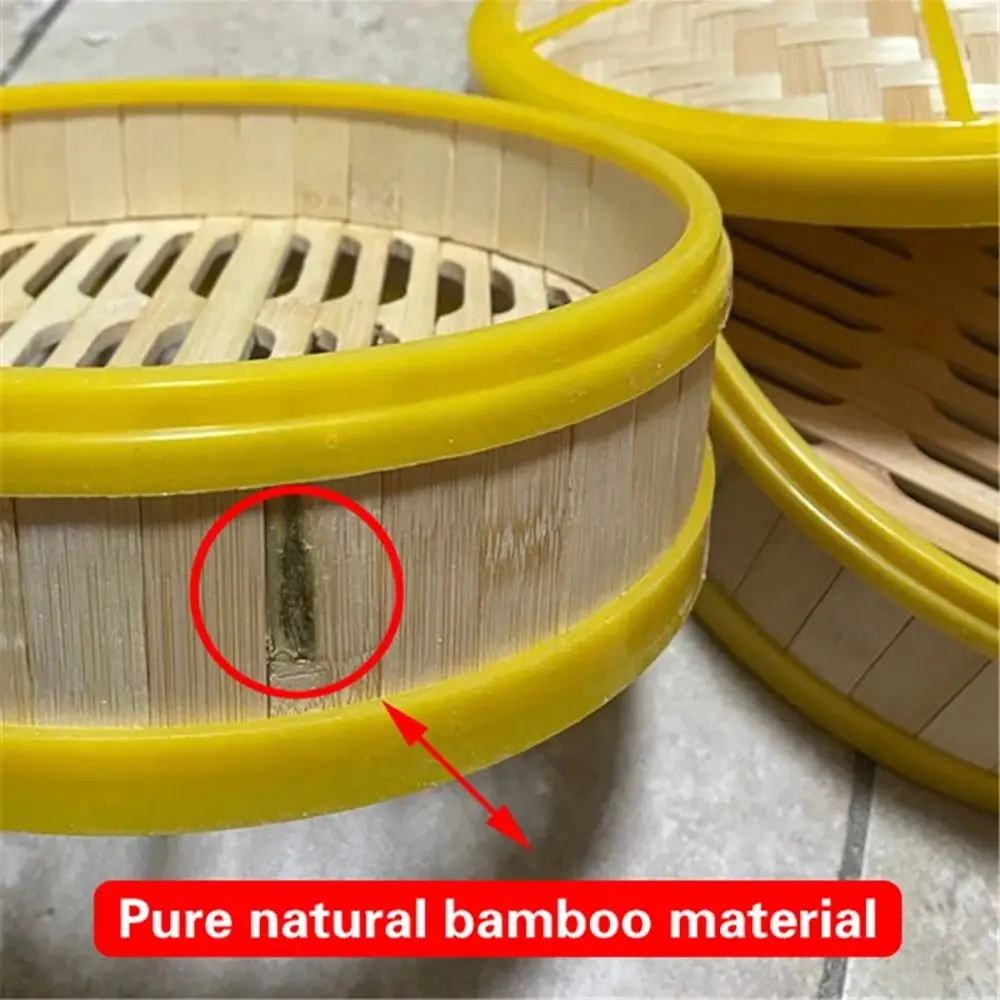 1Pcs Durable Handmade Bamboo Steamer 3.5-8 inch Multi-function Steamer Basket With Lid Kitchen Cookware Cook Sticky Rice 1