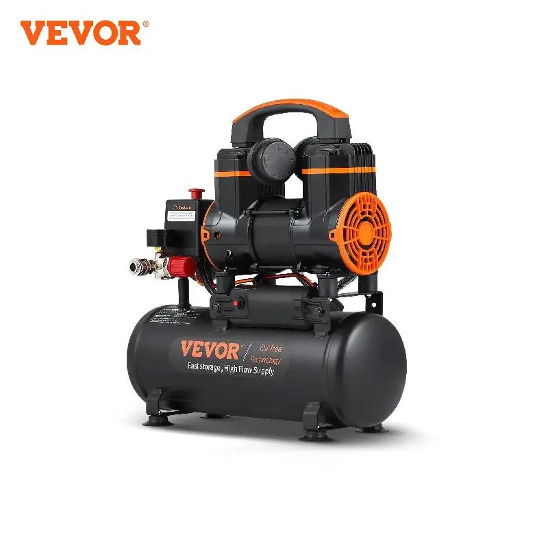 Vevor Compressore D'Aria 8L Portatile Senza Olio Motore 900W Velocità 2800 Giri/Min Per Aerografo Inchiodatura, Compressore D'Aria A Secco Portatile R