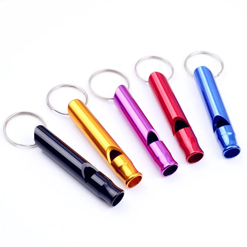 100 PCS/Lot Mini Aluminum Alloy Whistle Keyring Keychain For