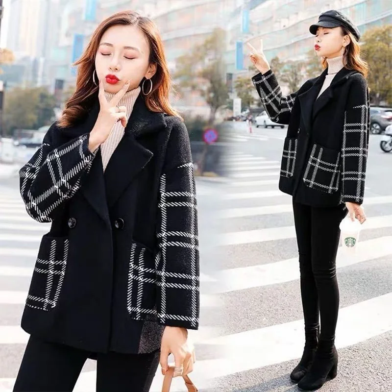 Autumn Winter Elegant Fashion Harajuku Slim Fit Tops Women Loose Casual All Match Outerwear Long Sleeve Pockets Cardigan Coat