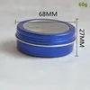 200 X 2oz Round Tins Screw Lids Tin Cans with Clear Window 60ml Blue Metal Spice Containers Aluminum Box DIY Travel Storage Jars 1