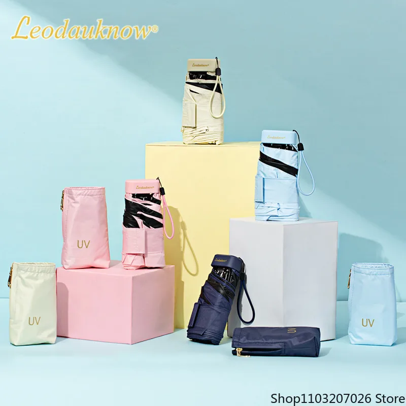 

Складной мини-зонт Leodauknow, 6 цветов, с защитой от солнца