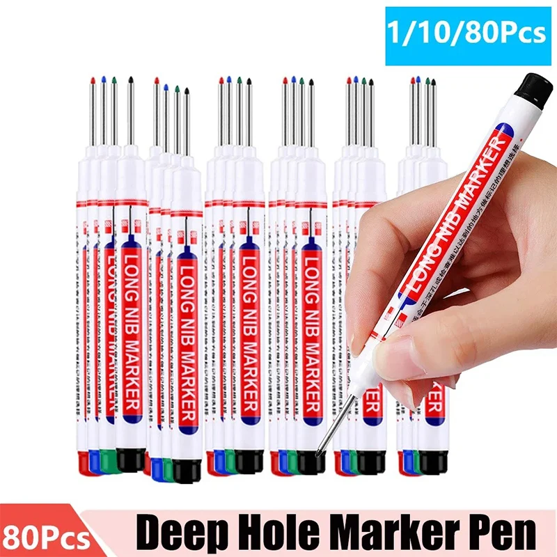 Long Head Markers Pen Multi-purpose for Woodworking Tile Decoration Deep Hole Marker Pens Red/Black/Blue/Green/White Ink