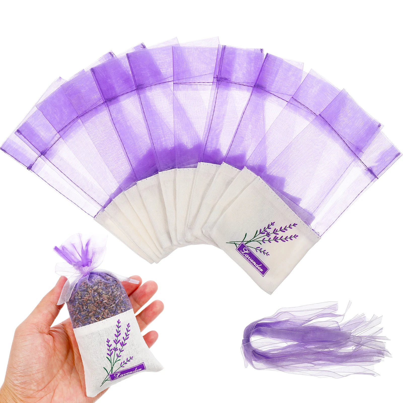 

Lavender Flower Sachet Bags Flower Printing Lavender Fragrance Sachet Bags for Dry Flowers Storage Sachet Bag with Ribbons