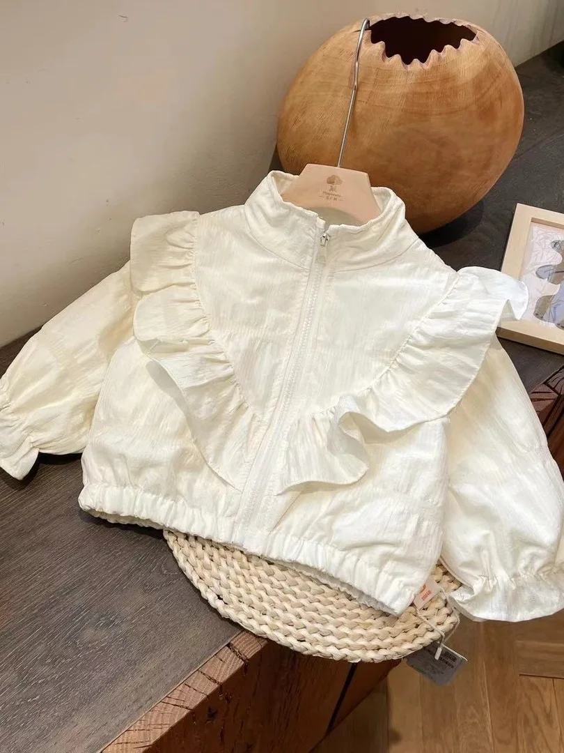 봄 새로운 유행 한국 스타일 소녀 재킷 인형 셔츠  작은 어린이 오픈 가디건 폴리 에스터 원단 긴 소매 지퍼