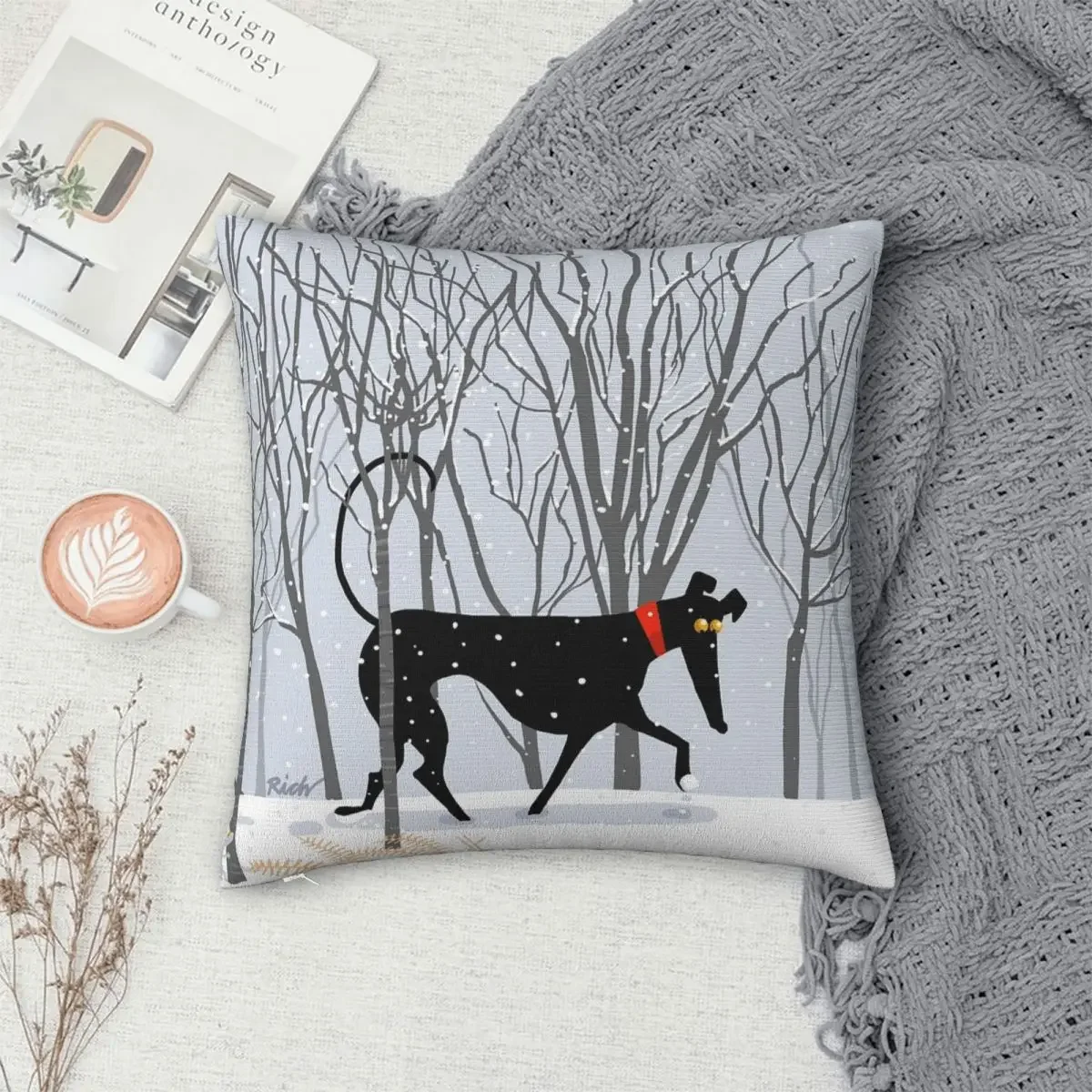 

Winter Hound Pillowcase Polyester Pillows Cover Cushion Comfort Throw Pillow Sofa Decorative Cushions Used for Home Bedroom Sofa