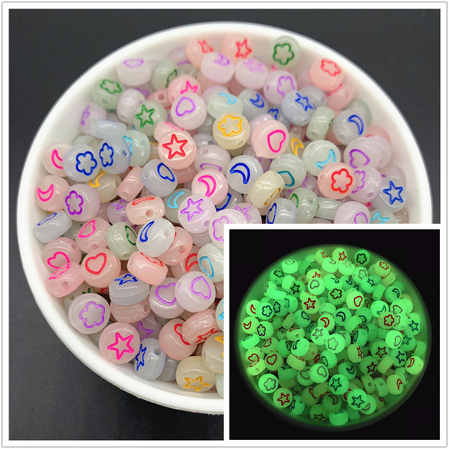 7mm Luminous Letter Beads Alphabet Acrylic Spaced Beads For Jewelry Making DIY Charms Bracelet Necklac