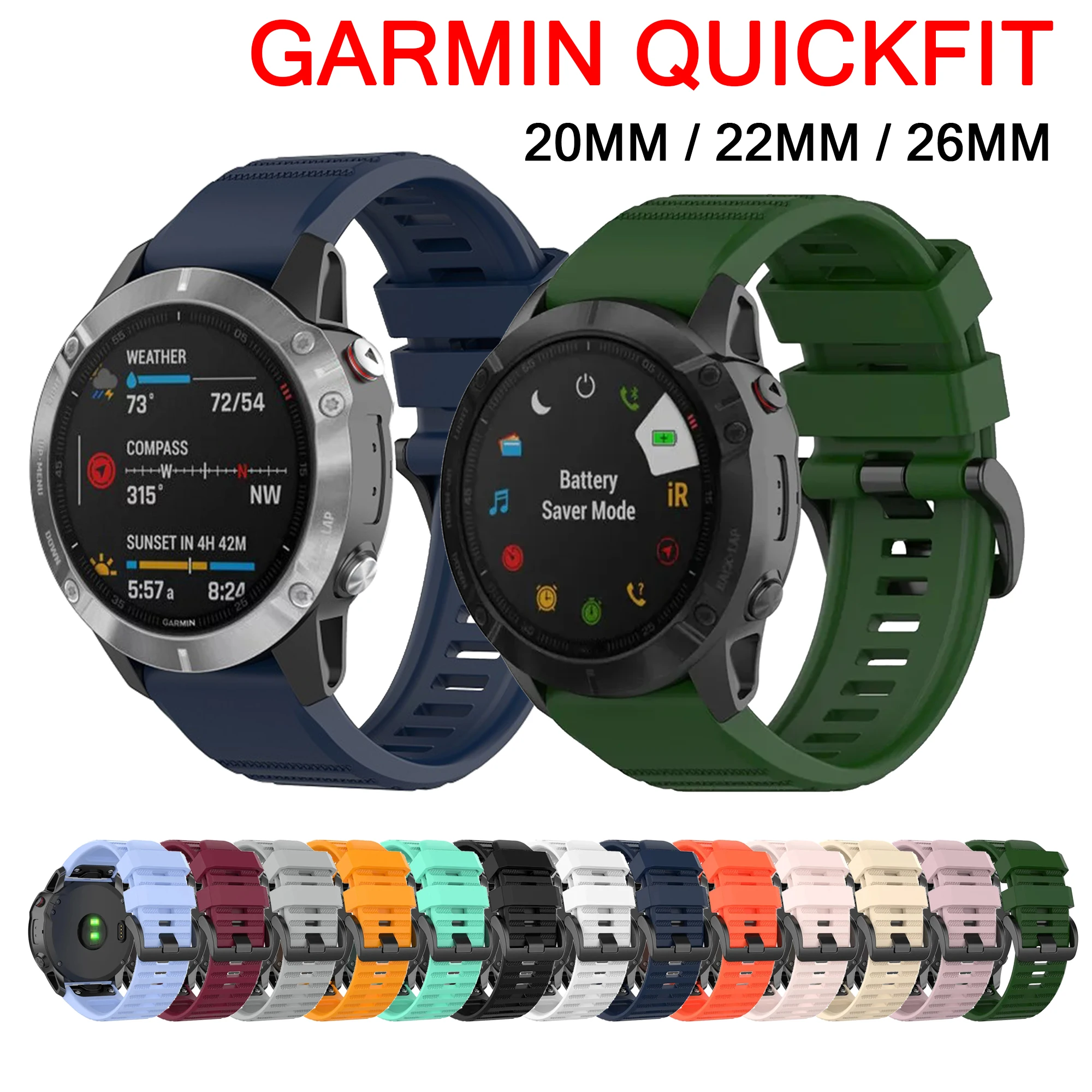QuickFit Silicone Strap - Versatile 20-26mm Watch Band Replacement