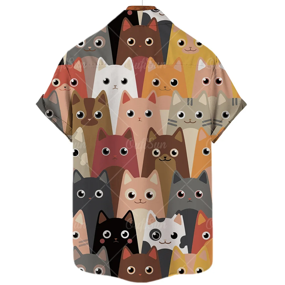 2023 men's shirt animal cat print shirt pattern T shirt fashion short sleeved Harajuku shirt