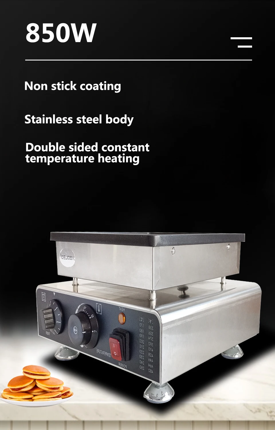 Description Picture 2 of itemXEOLEO Commercial Pancake Machine 25 Holes Dutch Poffertjes Grill Mini Pancake Maker Non-stick 900W Dorayaki Griller