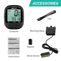 Waterproof Wired Bike Computer with LED Display and Odometer Functionality (Black)