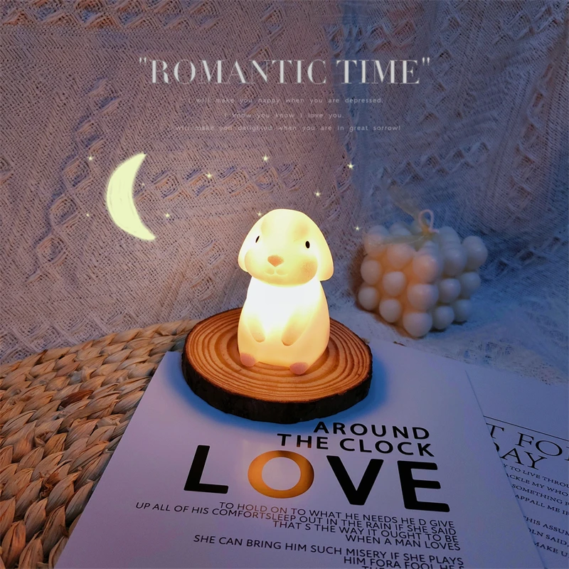 Night Light Luminous Moon Rabbit Model Bedhead Student Learning Desktop Decoration Children's Gift