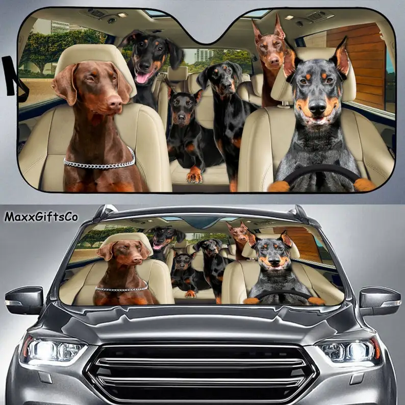 

Doberman Car Sun Shade, Doberman Windshield, Dogs Family Sunshade, Doberman Car Accessories, Doberman Lovers Gifts, Car Decorati