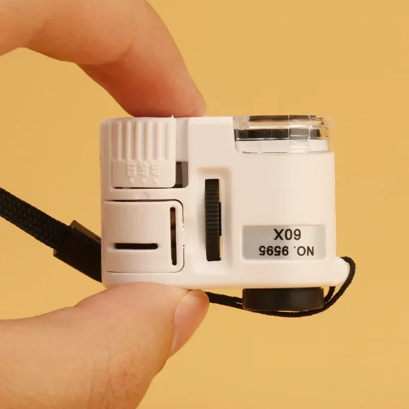 Magnifying Glass 60X Handheld Mini Pocket Microscope Loupe Currency Detector Jeweler With LED Light