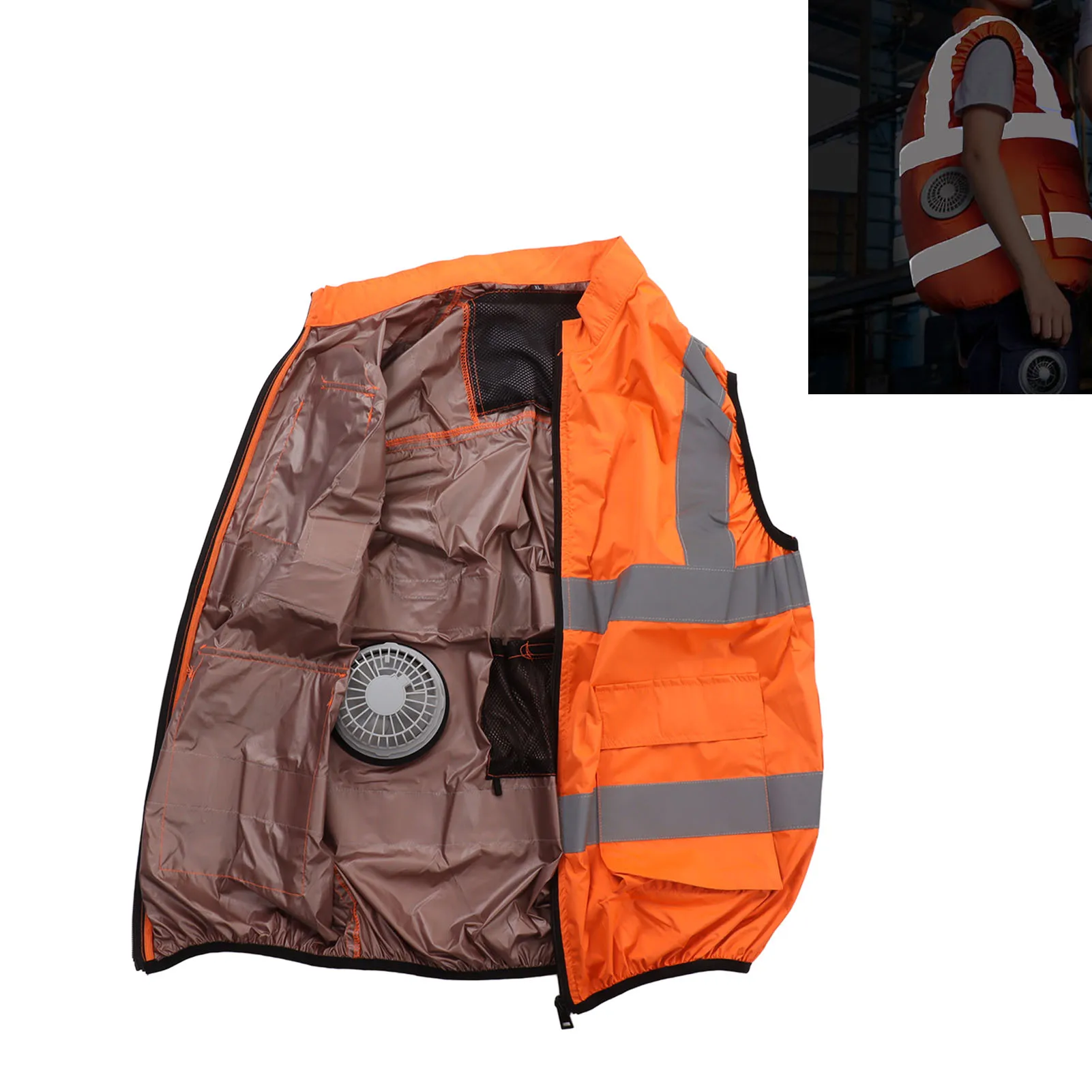 Cool Vest Summer Cooling Fan Waistcoat Reflective Stripe Work Clothes 5V USB Charging Conditioning Clothes