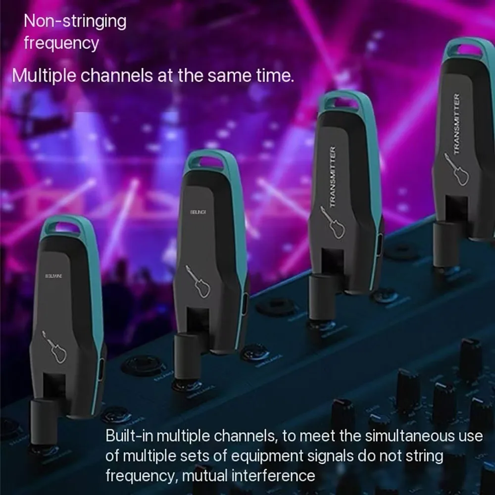 WS-70 UHF Low Latency Electric Guitar Wireless Transmitter Receiver Rechargeable Multi Channels For Electric musical instruments