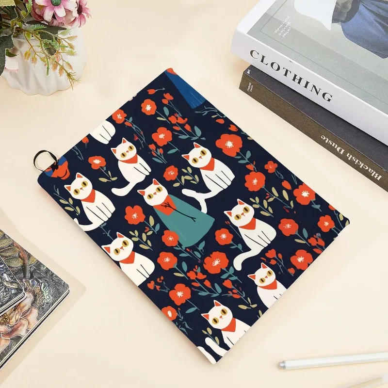 1 pc Flower Washable Reusable Large Nylon Book Protector Elastic Notebook Wraps Suitable for 9 x 11in Hardcover Books Classroom