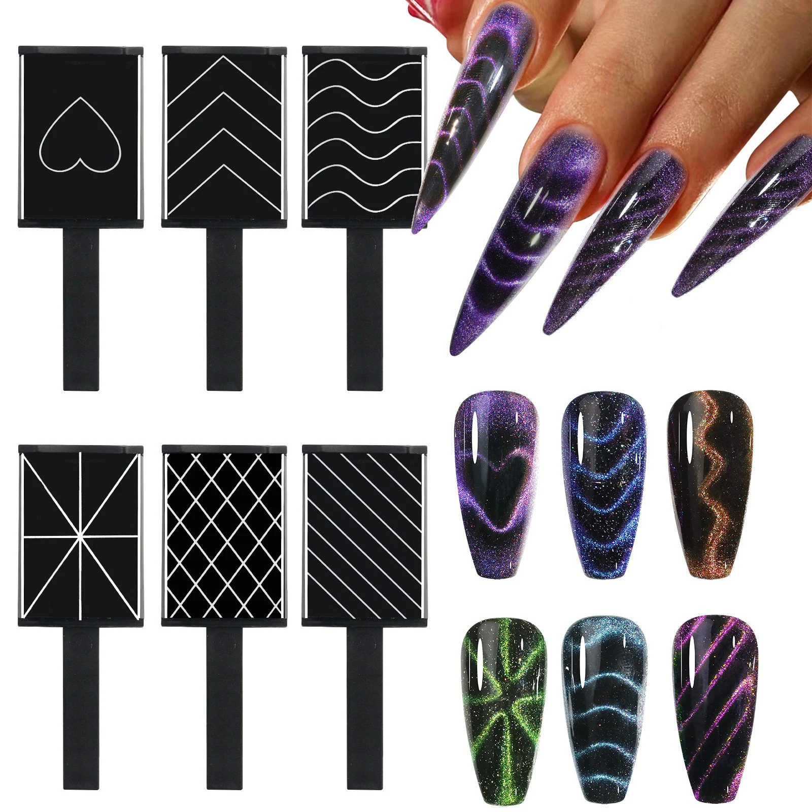 1pc Magnetic Nail Stick Cat Eye Nail Art Gel Magnets Rod DIY Manicure Shine Heart Wave Colorful 3D lines Professional Tools