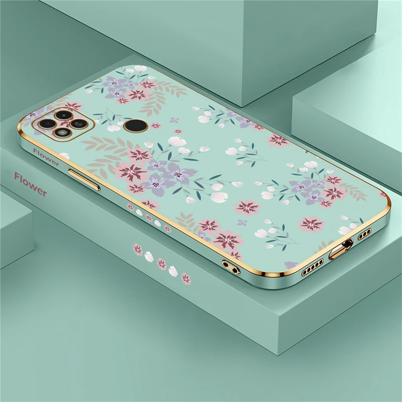 Elegant Shockproof Floral Silicone Phone Case Coque with Plating Design