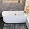 67 Inch Acrylic Freestanding Whirlpool Corner Hot Tub Modern Soaking Bathtub with Right Drainage and LED Control Panel 1