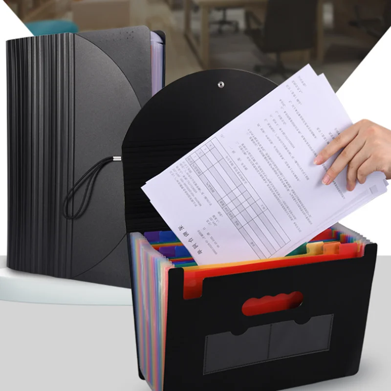 

New 24 Layer Organ Package A4 Folder Rainbow Multi-layer Data File Ticket Clip Office Supplies 18-string Expanding Wallet