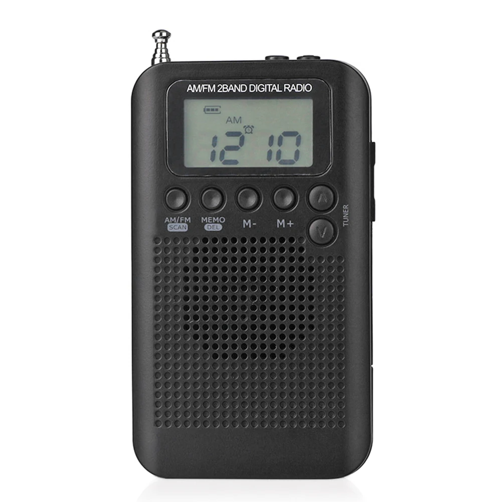 디지털 디스플레이 포켓 라디오 AM FM 라디오 HRD-104 휴대용 40mm 드라이버 스피커 포함 경량 휴대용 음악 장치