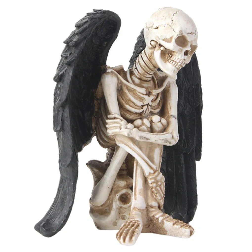 

Resin Crafts Skull Decor Collectibles with Black Angle Wings Casting Kit